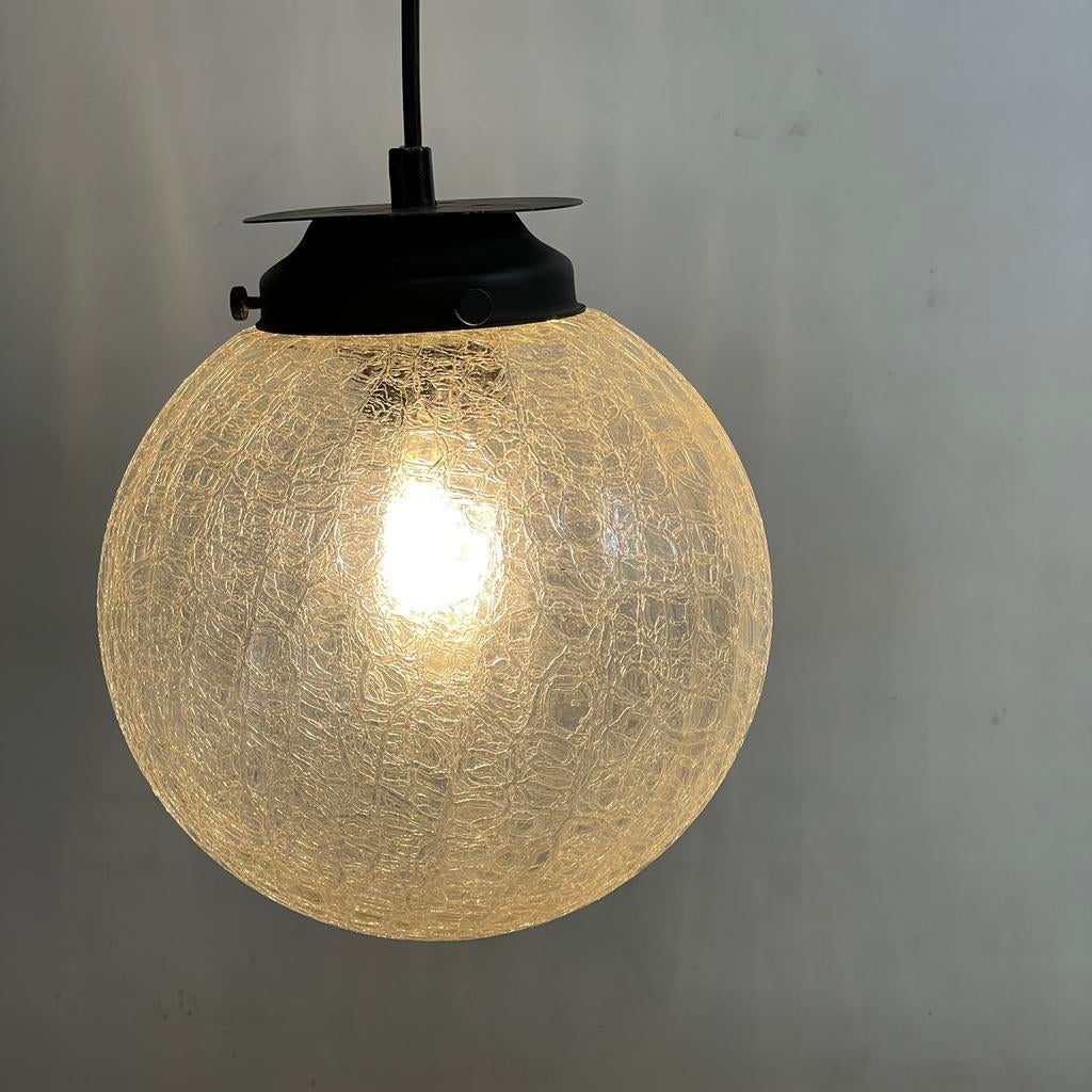 Vintage Doria frostglass hanglamp bollamp mid century, Huis en Inrichting, Ophalen, Gebruikt, Glas