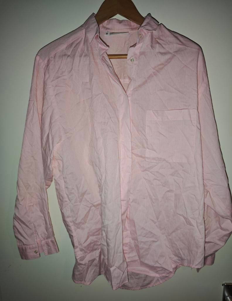 Licht zacht roze blouse la ligna mt44 fijn ruitje ZGAN!, Ophalen of Verzenden, Zo goed als nieuw, Maat 46/48 (XL) of groter, Roze