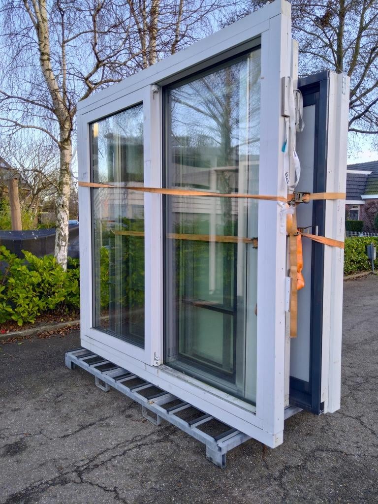 Kozijn met schuifdeur, Doe-het-zelf en Verbouw, Deuren en Horren, Zo goed als nieuw, Buitendeur, 200 tot 215 cm, 120 cm of meer