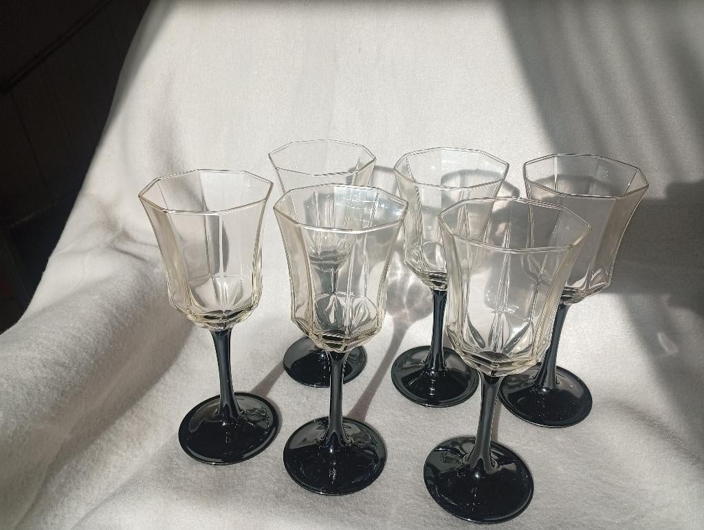 Set van 6 Franse Art Deco champagne- en wijnglazen, Ophalen of Verzenden