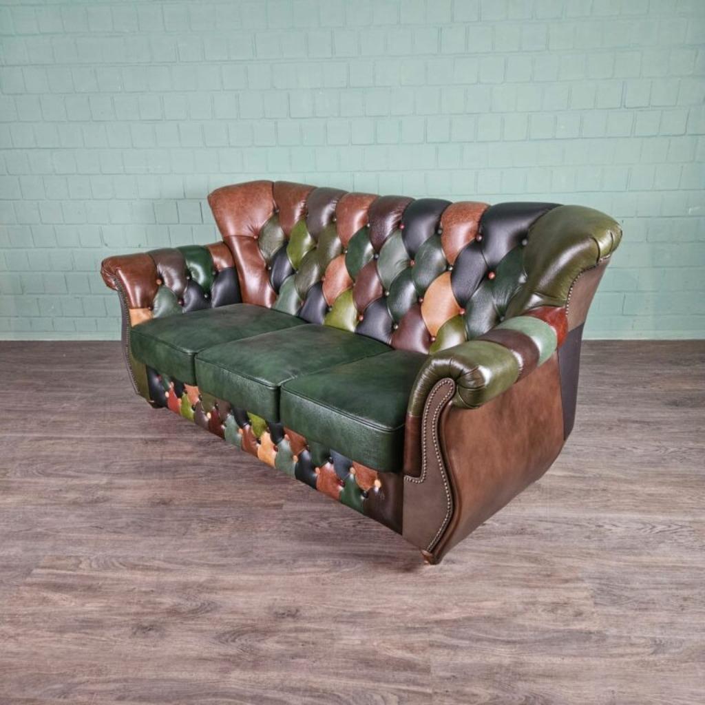 Chesterfield Bank Leder Model Jungle 2,00 m Art. Nr.: 27378, Huis en Inrichting, Ophalen, 150 tot 200 cm, Chesterfield, Nieuw
