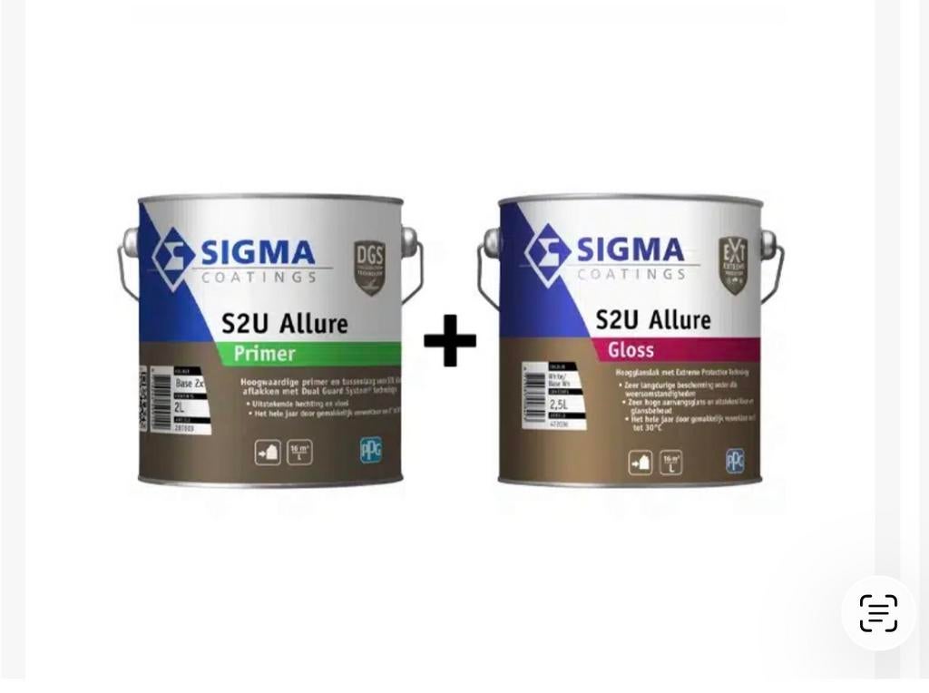 Sigma Allure Gloss 2.5L Ral 6005 +Primer A-Klasse Buiten, Doe-het-zelf en Verbouw, Verzenden, Nieuw, Wit