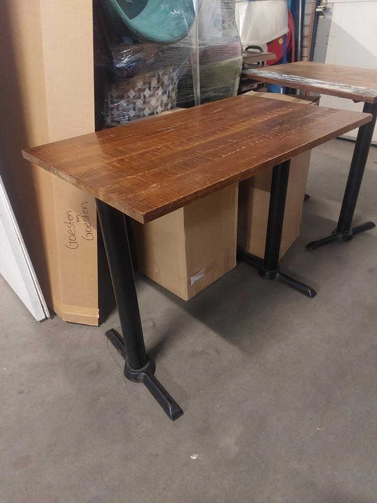 5 statafels horeca eiken vintage 110x65cm + krukken partij!, Ophalen of Verzenden, Zo goed als nieuw