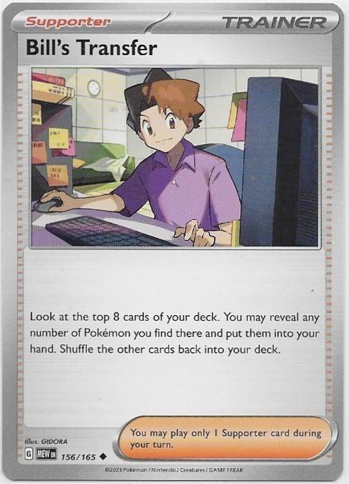 Pokemon 151,  Bill's Transfer [uncommon] 156/165, Ophalen of Verzenden, Nieuw, Losse kaart