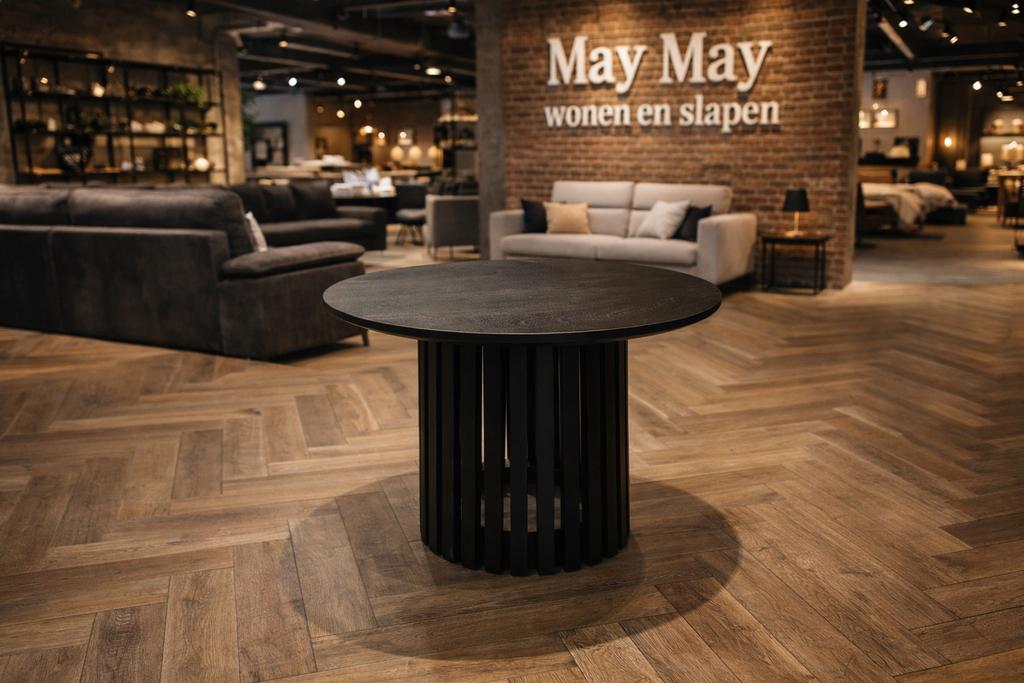Salontafel Zundi Zwart Acaciahout Ø60cm Direct leverbaar