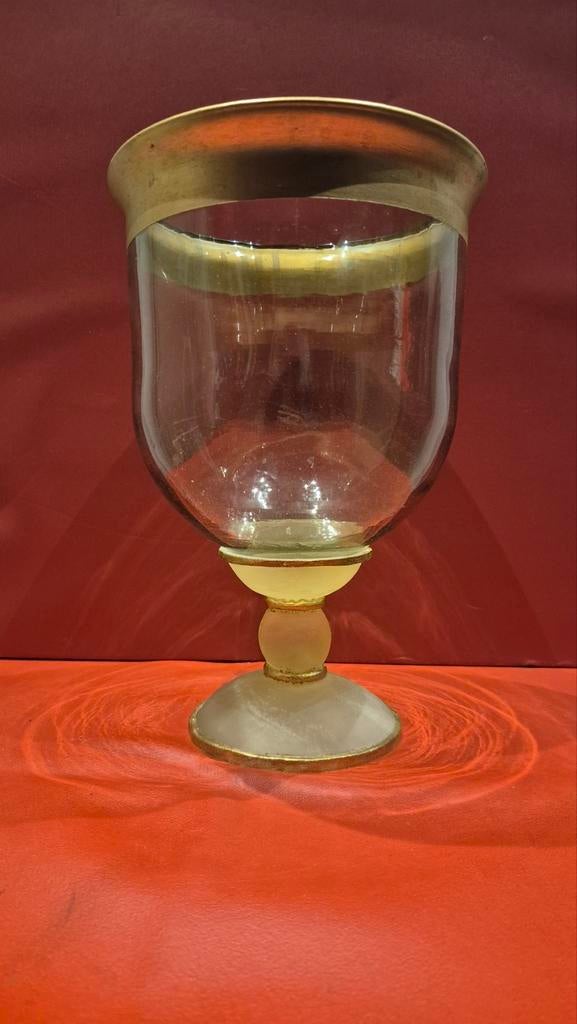 Antieke glazen kelk met gouden rand, Ophalen of Verzenden