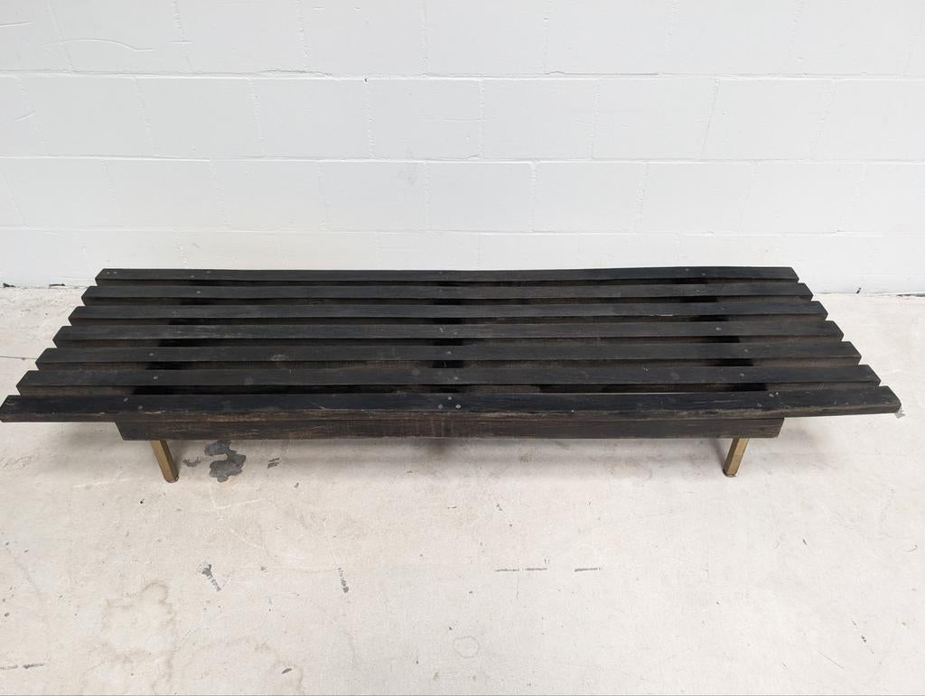 Mid century slat bench Dutch design, Huis en Inrichting, Gebruikt, Zwart, Ophalen of Verzenden, Eén