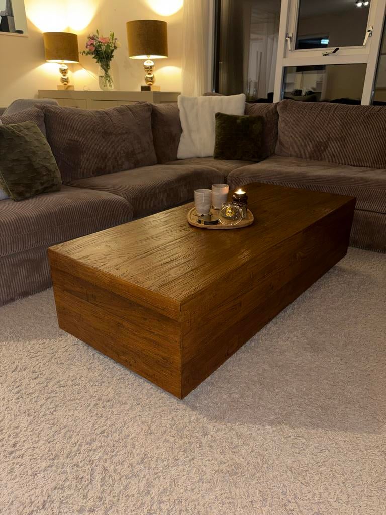 Zwevende Mango Salontafel Japandi Stijl. VANDAAG €199,-, Huis en Inrichting, Tafels | Salontafels, 100 tot 150 cm, Zo goed als nieuw