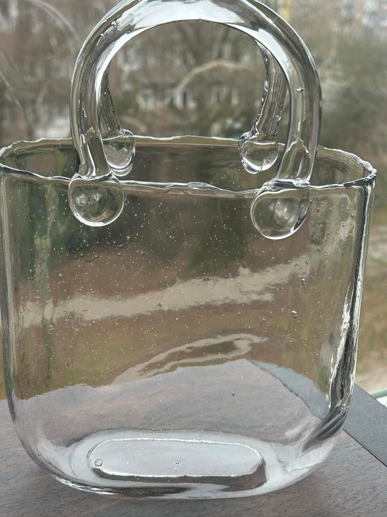 Glazen Boodschappentas Vaas/Pot - Uniek Design!, Huis en Inrichting, Woonaccessoires | Vazen, Overige kleuren, Nieuw, Ophalen of Verzenden