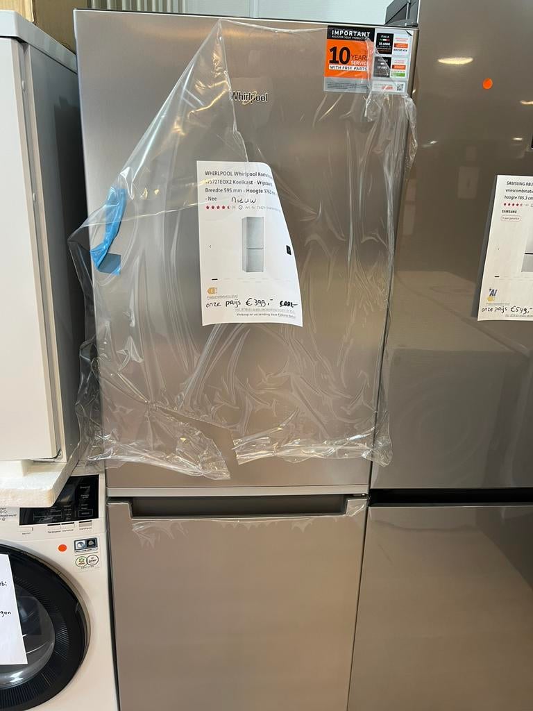 Nieuwe whirlpool koelkast. 2 jaar fabrieksgarantie, 150 tot 200 liter, Met aparte vriezer, Nieuw, Energieklasse A of zuiniger