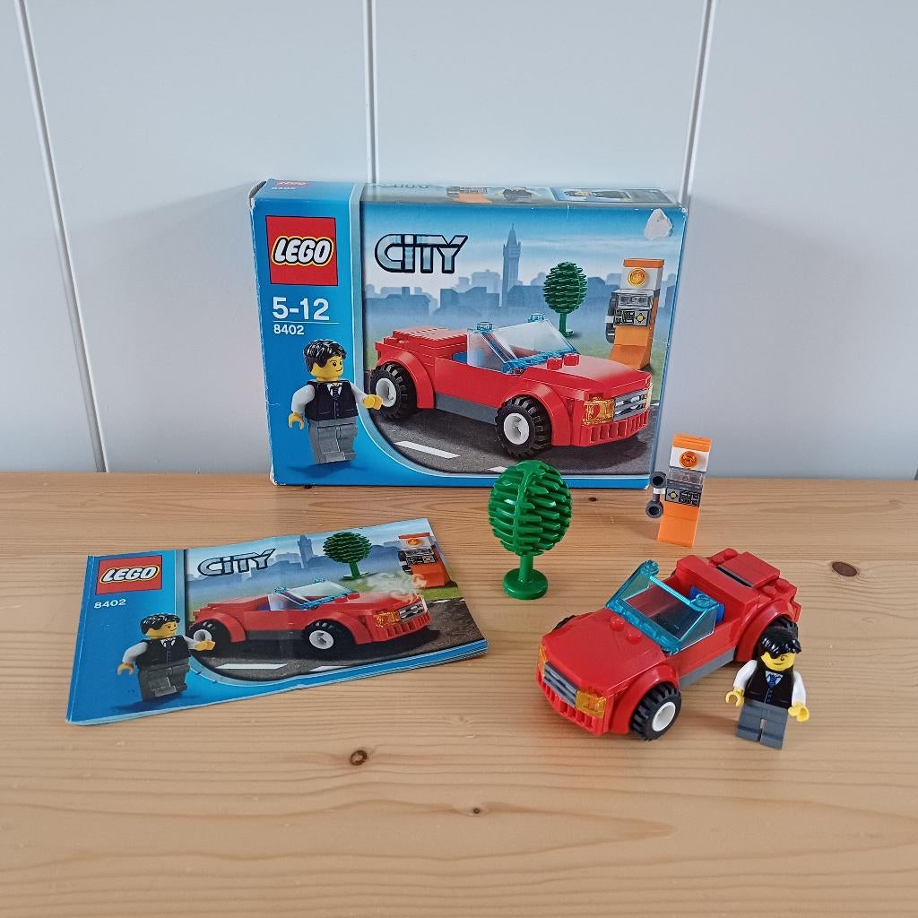 Lego City 8402 - sportwagen - compleet, doos, boekje, Ophalen of Verzenden, Zo goed als nieuw, Complete set, Lego