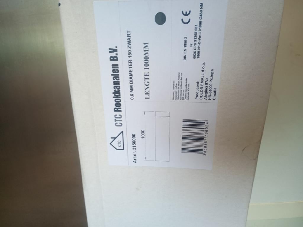 Rookkanaal 1 meterstuk pijp zwart, Huis en Inrichting, Ophalen of Verzenden, Nieuw, Hout