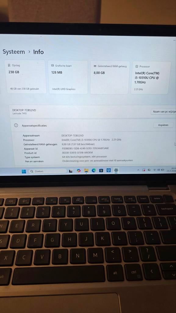 Dell Latitude 7410 2-in-1 i5 10e gen 8GB 256GB SSD, Computers en Software, Windows Laptops, Gebruikt, 14 inch, SSD, 2 tot 3 Ghz
