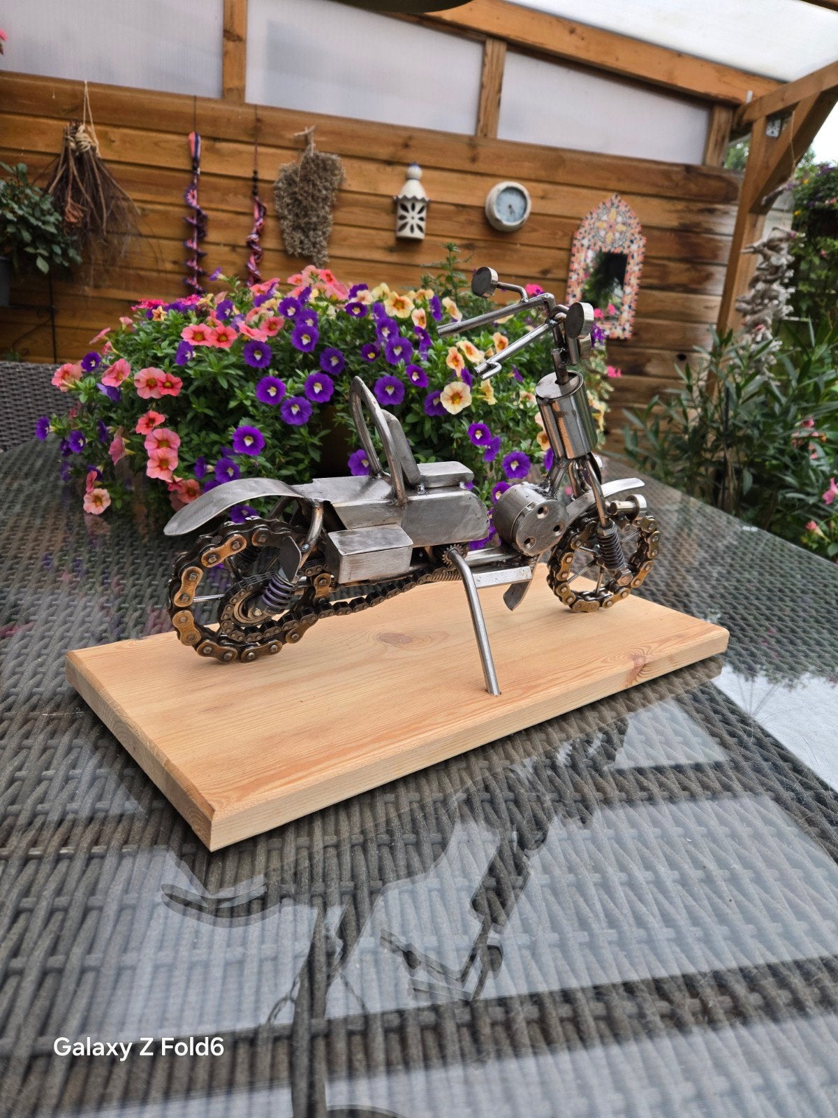 Unieke handgemaakte metalen motorfiets sculptuur, Overige merken, Ophalen of Verzenden, Zo goed als nieuw, Groter dan 1:32