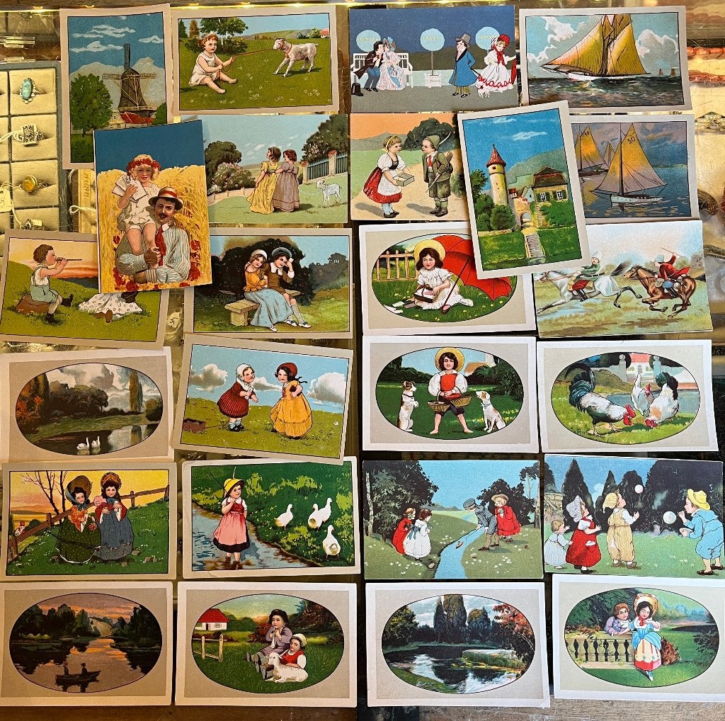 Partij oude kleine prentjes, 25 stuks, Ophalen of Verzenden