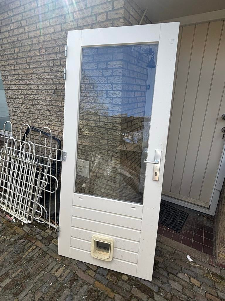 Achterdeur met dubbel glas 211,5 x 92,6, Ophalen, Gebruikt, 80 tot 100 cm, Buitendeur