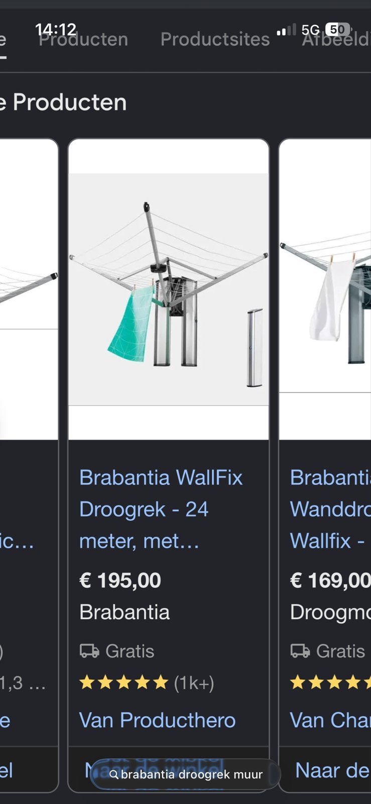 Brabantia WallFix Droogrek - 24 meter, Ophalen of Verzenden, Gebruikt, Droogmolen