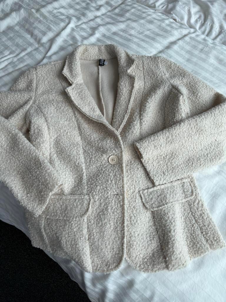 Crèmekleurig Bouclé Jasje - Maat XL, Verzenden, Beige, Maat 46/48 (XL) of groter, Zo goed als nieuw