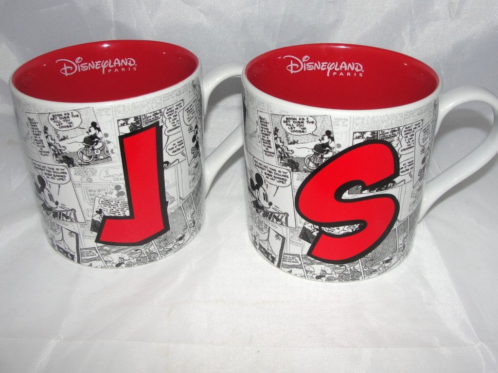 Mickey Mouse letter mokken J en S Disneyland Resort Paris, Ophalen of Verzenden, Mickey Mouse, Zo goed als nieuw, Servies