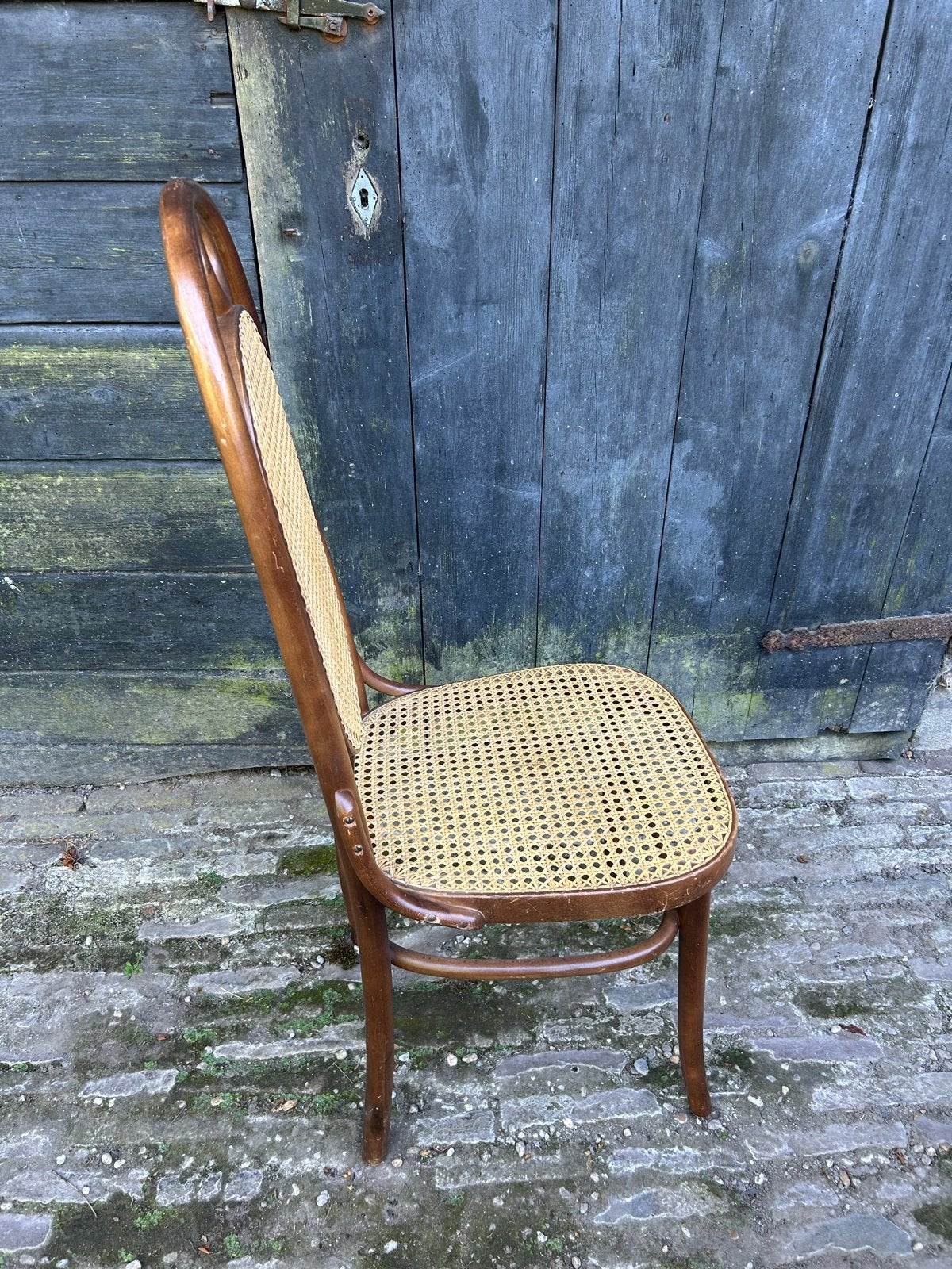 Vintage Thonet stoel met rotan zitting, Ophalen of Verzenden