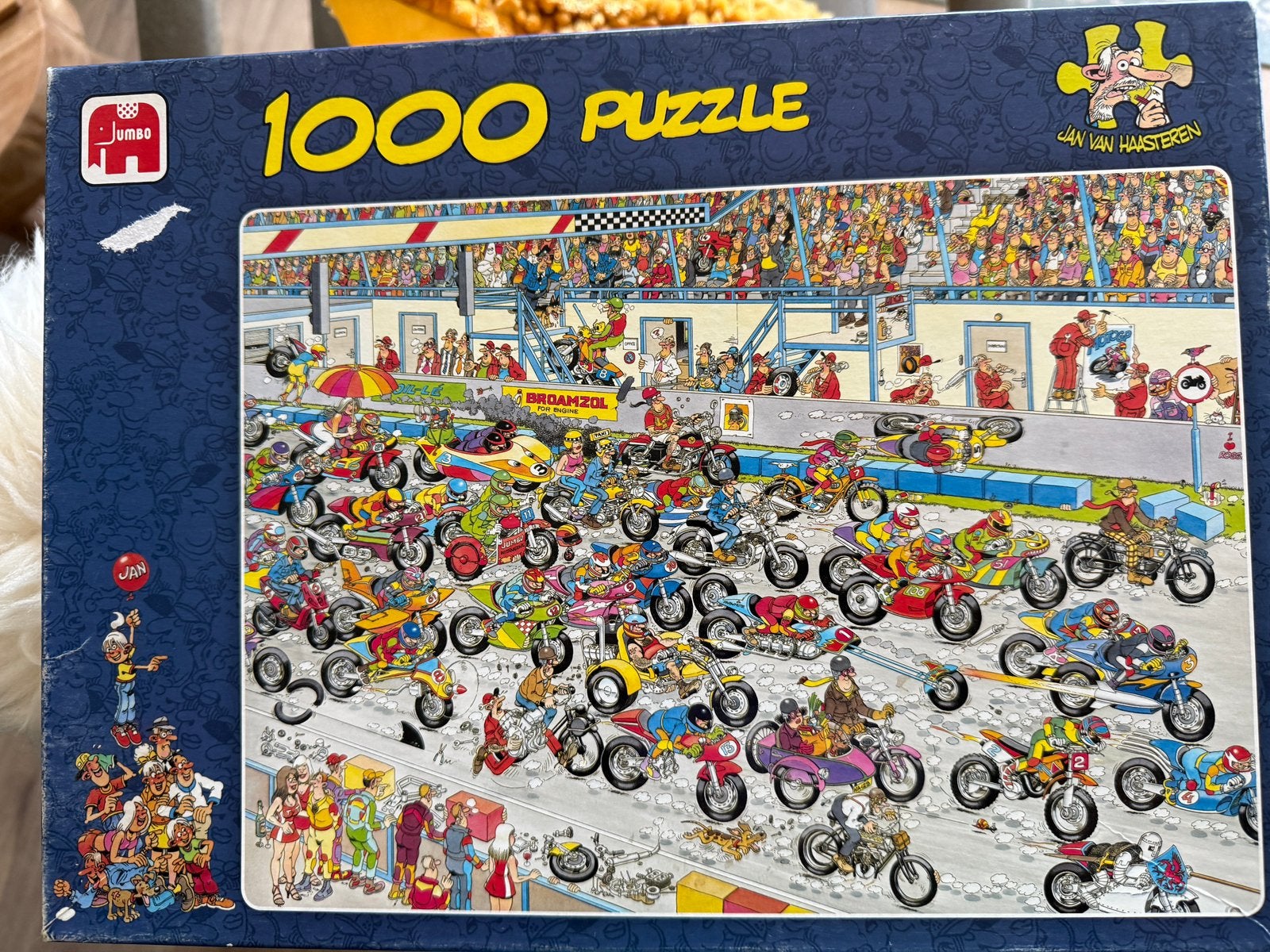 Jan van Haasteren puzzel “MOTORRACE” 1000 stukjes, Hobby en Vrije tijd, Denksport en Puzzels, Ophalen of Verzenden, 500 t/m 1500 stukjes