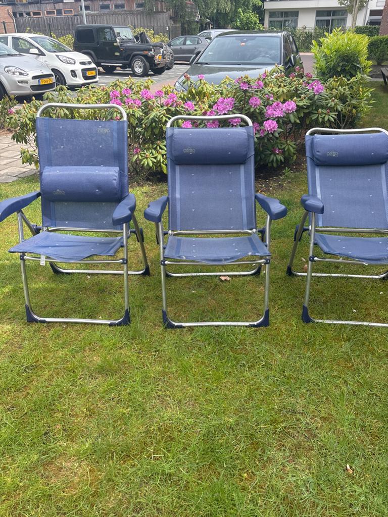 3x Crespo campingstoelen - verstelbaar en comfortabel, Caravans en Kamperen, Kampeermeubelen, Ophalen of Verzenden, Gebruikt, Campingstoel