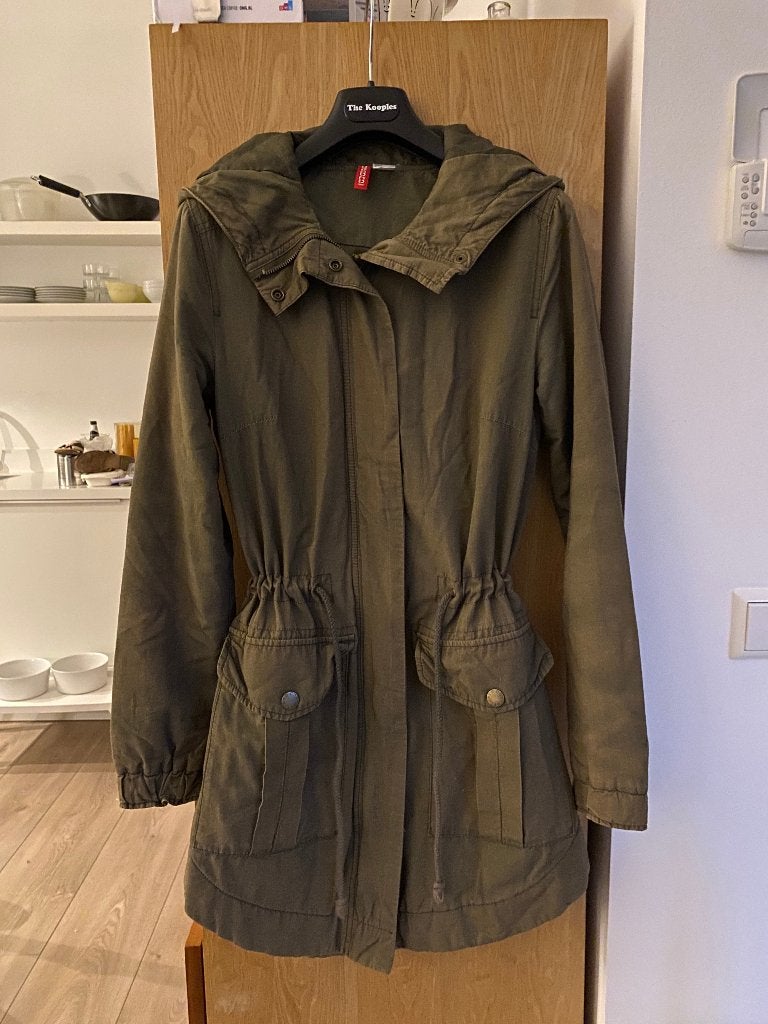 H&M Divided Groene Parka Tussenjas - Maat S, Zwart, H&M Divided, Ophalen of Verzenden, Zo goed als nieuw