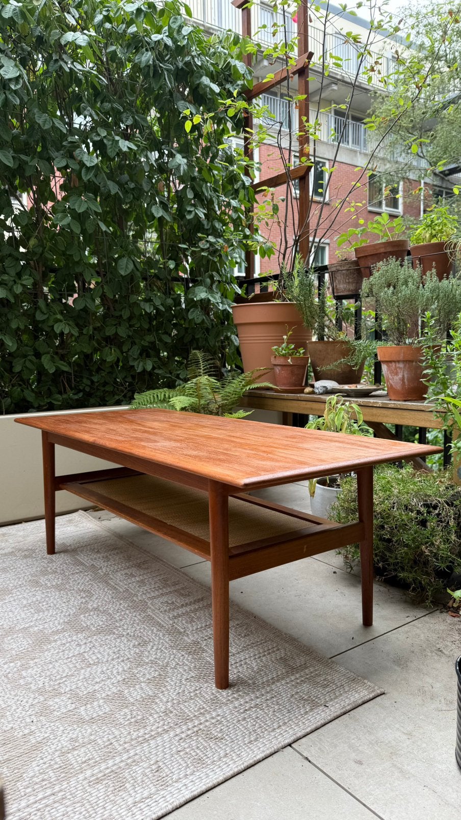 Originele Deense teak salontafel Mid-Century Modern, Huis en Inrichting, Ophalen, Gebruikt, 100 tot 150 cm, Teakhout