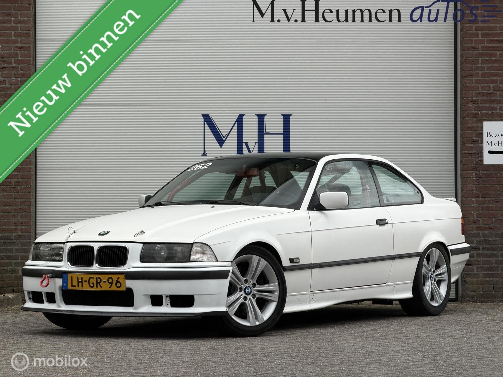 BMW 3-serie E36 Coupé 328i Circuit klaar Rolkooi Sparco, Zwart, 1290 kg, 4 stoelen, Wit