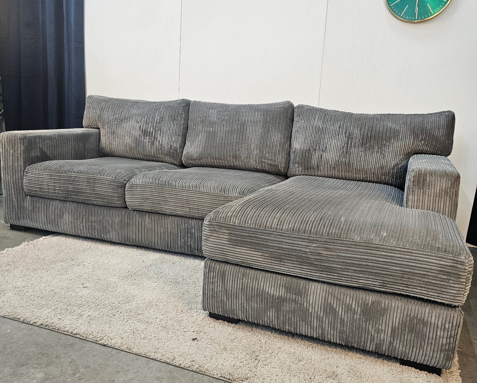 Rib Hoekbank Grijs Ribstof - Professioneel Gereinigd, Ophalen of Verzenden, Tweelingenlaan 106, Stof, Nijhof Brothers Furniture