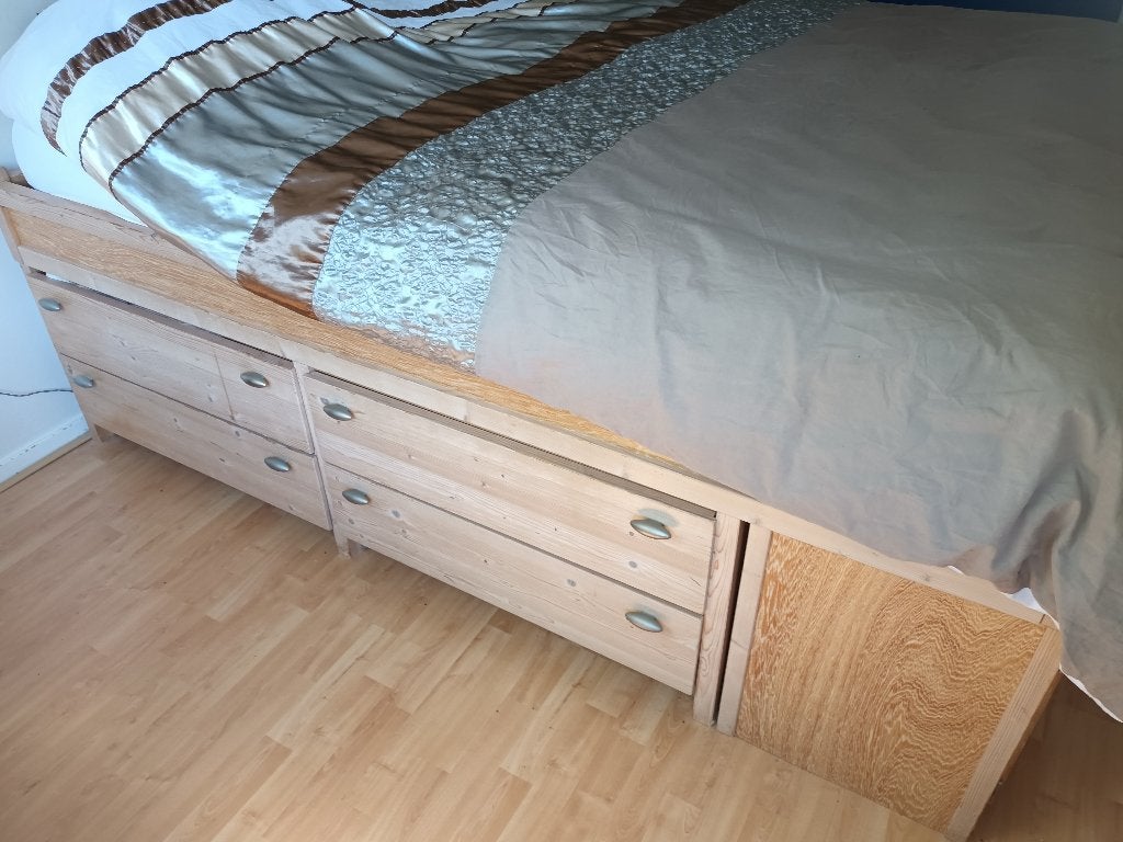 lundia bed, Ophalen, Gebruikt, Tweepersoons, Hout