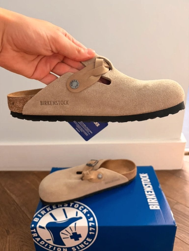 Nieuwe Boston Birkenstock gevlochten, Beige, Nieuw, Birkenstock, Sandalen of Muiltjes