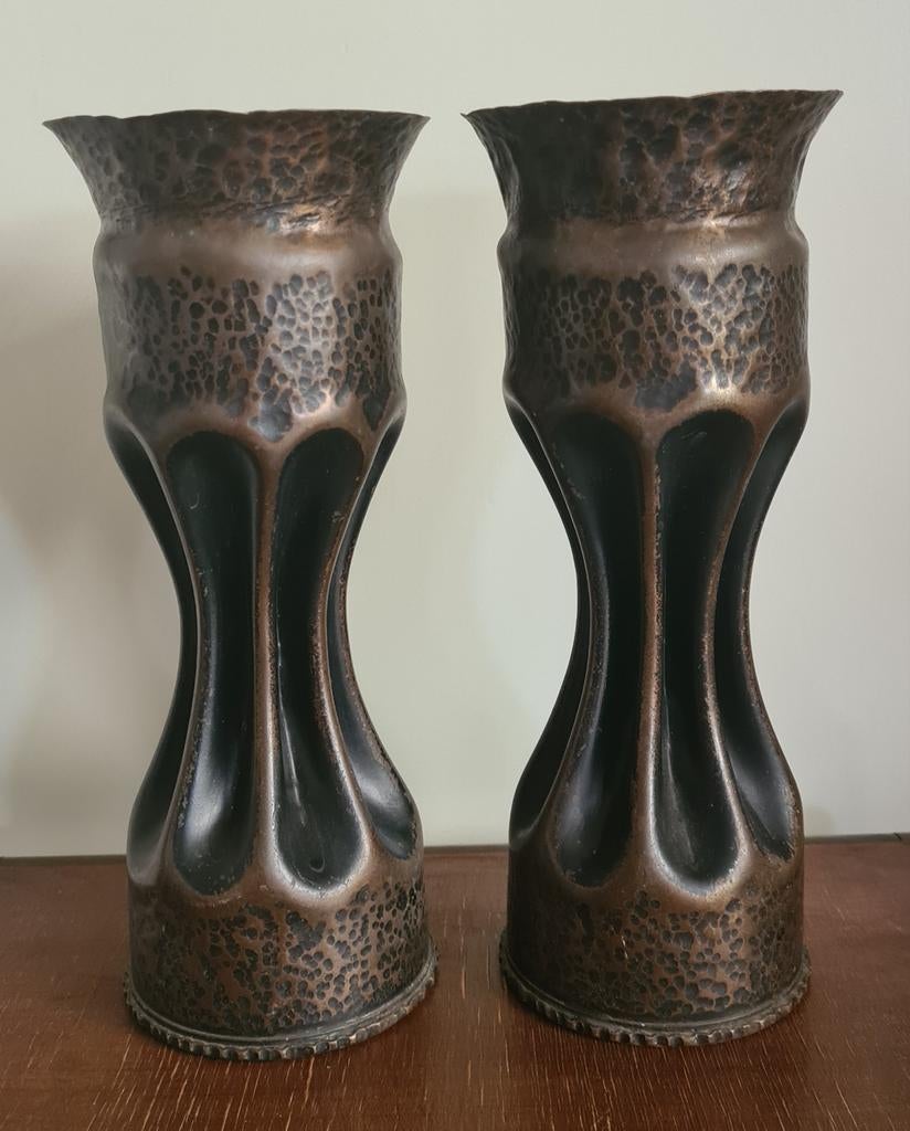 2 Trench Art vazen WO 2, Ophalen of Verzenden