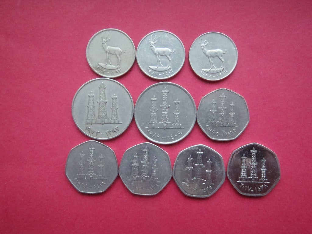 Ver. Arab. Emiraten setje munten 25 en 50 Fils 1973 / 2017., Postzegels en Munten, Munten | Azië, Verzenden, Midden-Oosten, Setje