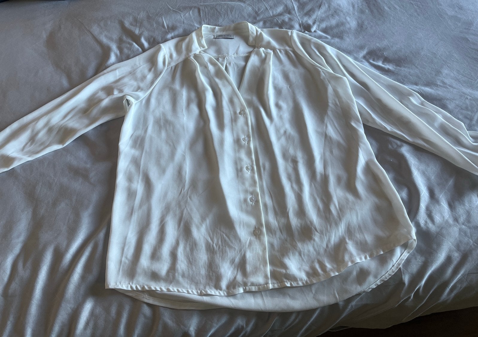 Witte blouse maat L van Janis & John, Ophalen of Verzenden, Gedragen, Maat 42/44 (L), Wit