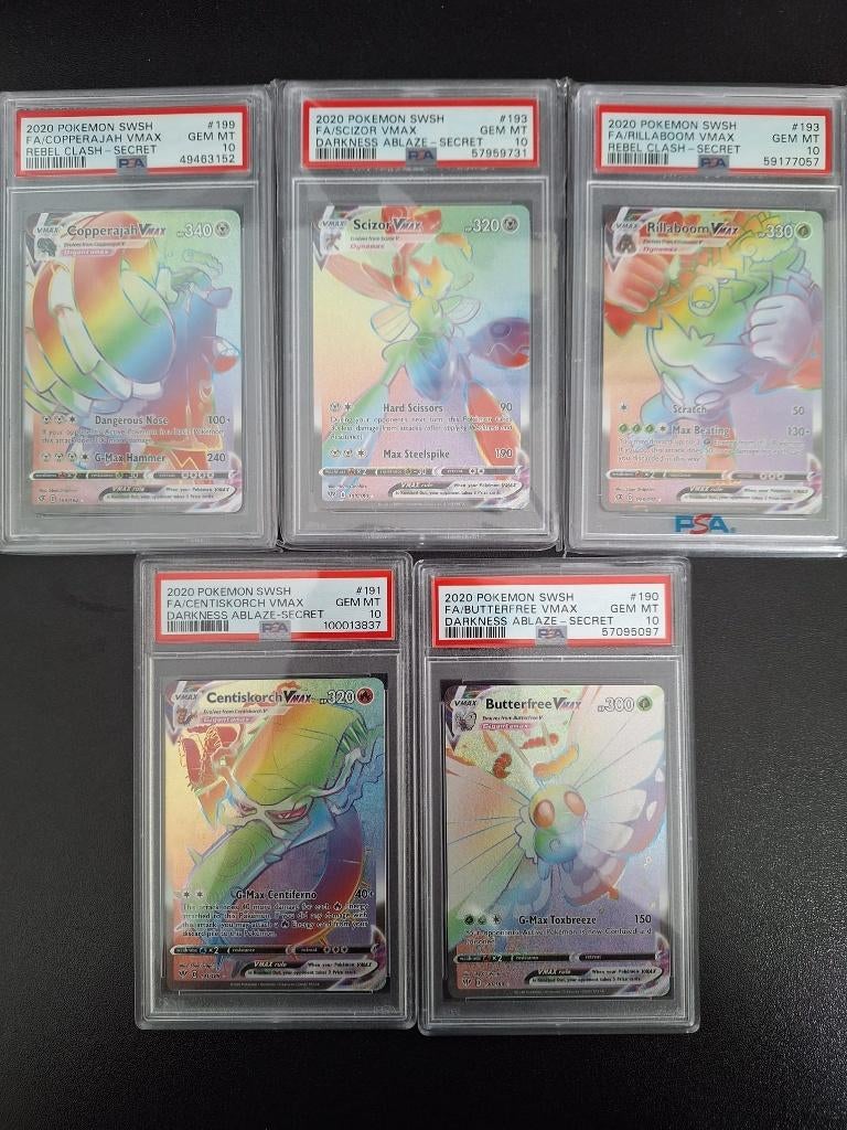 5x Rainbow Pokemon VMAX PSA 10, Ophalen of Verzenden, Nieuw, Meerdere kaarten, Foil