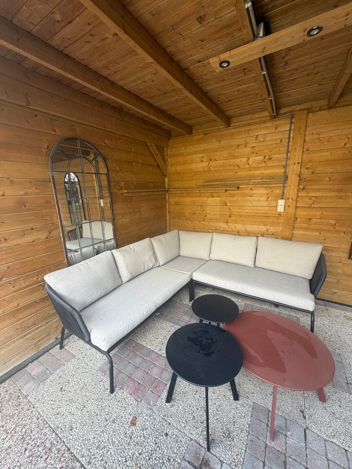 Loungebank hoekbank 220x220x75 cm, Tuin en Terras, Ophalen, Overige materialen, Gebruikt, Meer dan 8 zitplaatsen