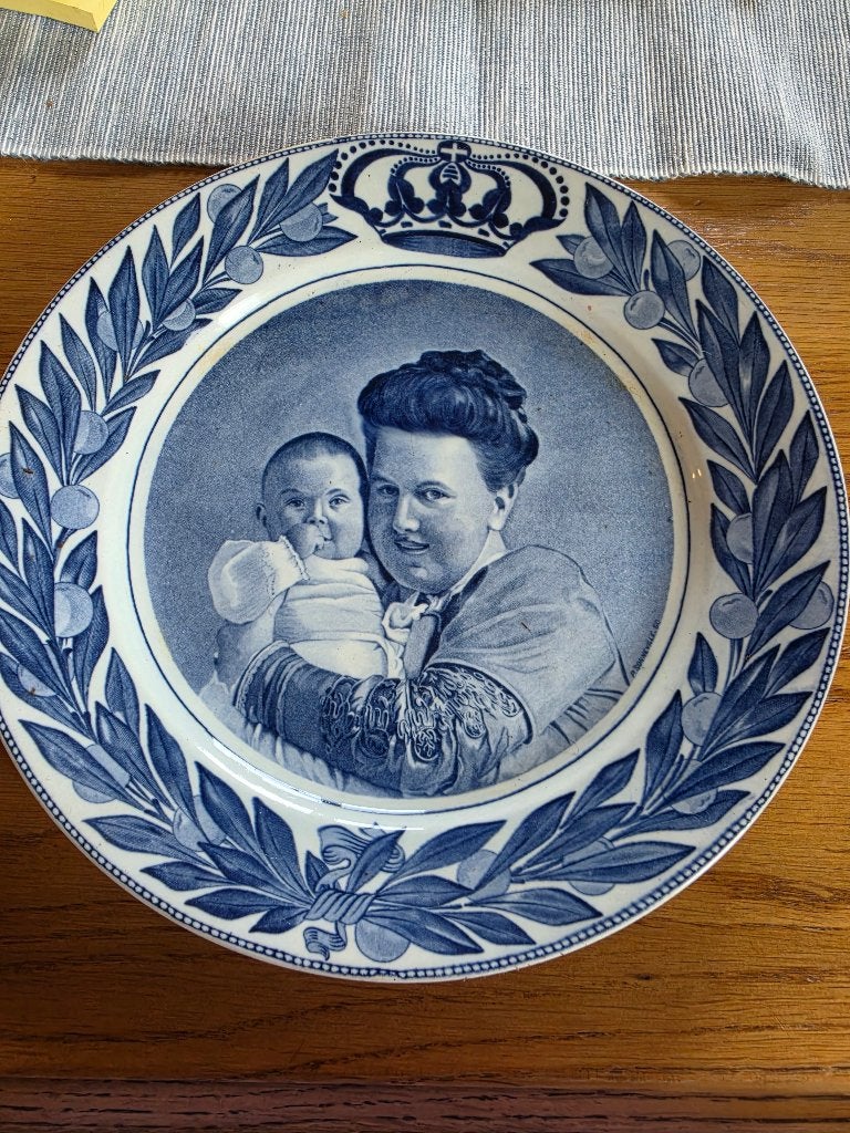 Antiek delfsblauw geboortebord Juliana, Antiek en Kunst, Antiek | Wandborden en Tegels, Ophalen