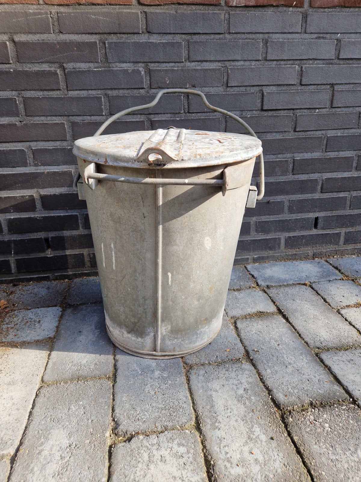 Zinken afvalemmer Amsterdam vuilnisbak, Ophalen, Gebruikt, 40 liter of meer, Rvs