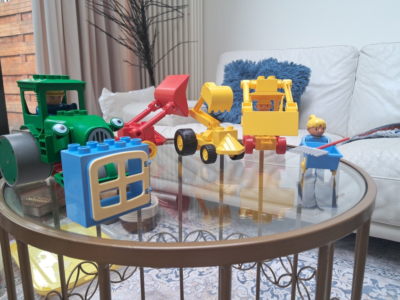 Grote set Duplo Bob de Bouwer - 4 voertuigen en 3 figuren., Ophalen of Verzenden, Zo goed als nieuw, Overige merken