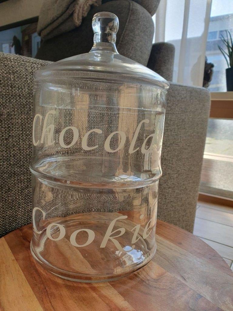 Koek/snoep/chocolade pot van glas, stapelbaar, 3 delig, Ophalen, Gebruikt