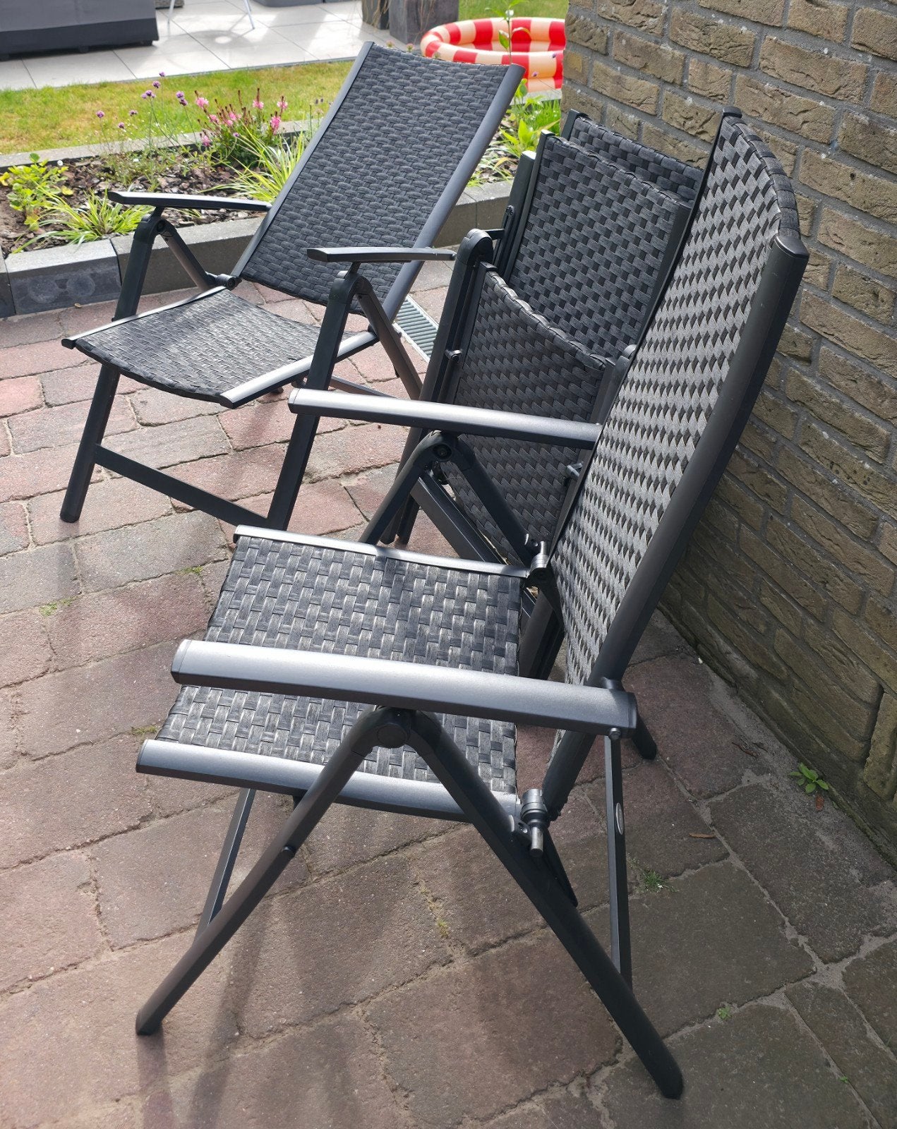 4x Jutlandia verstelbare tuinstoelen, Ophalen, Gebruikt, Kunststof, Verstelbaar
