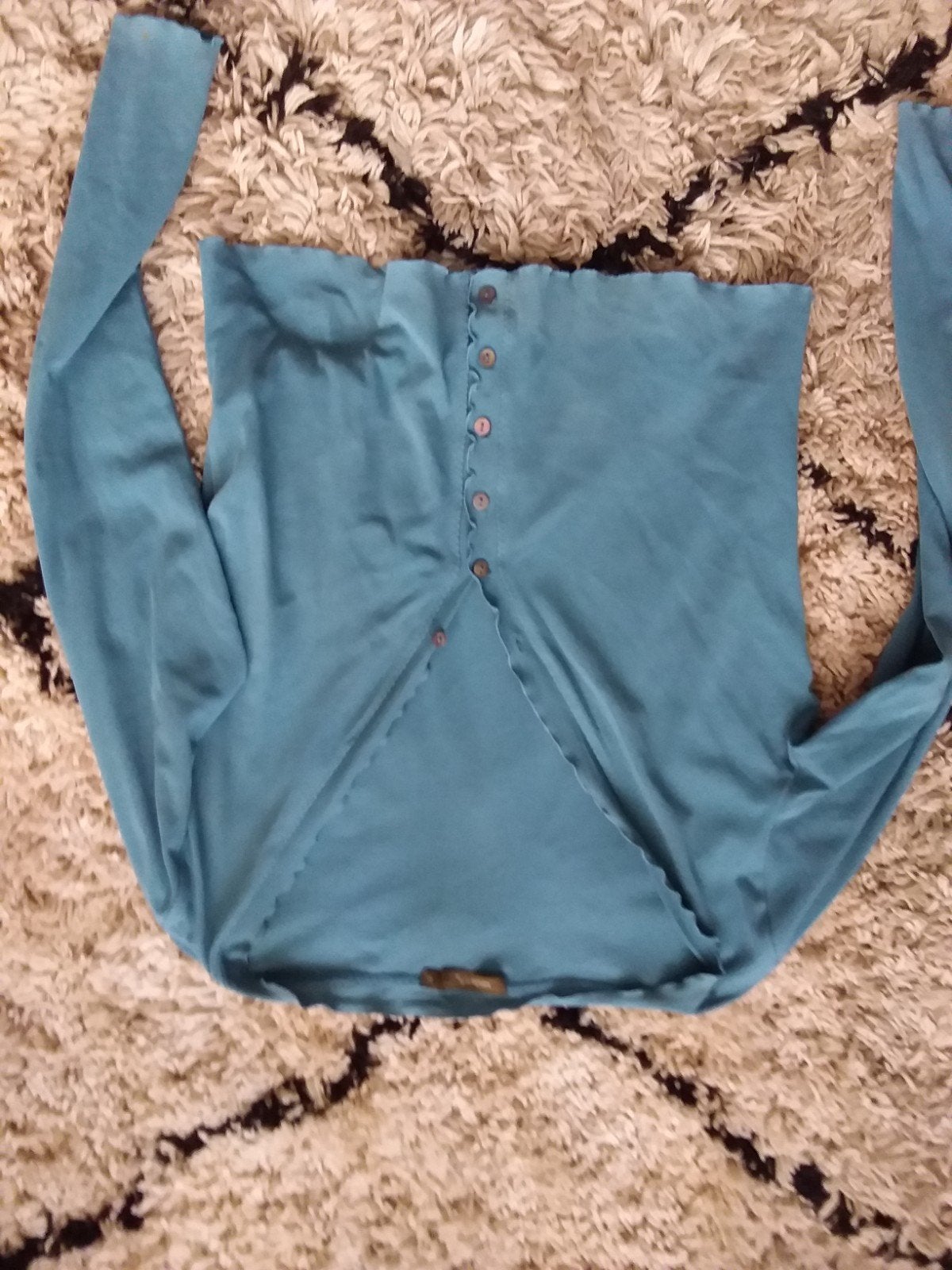 Sandwich turquoise vest met lange mouwen en knoopjes, Maat 38/40 (M), Blauw, Ophalen of Verzenden, Zo goed als nieuw