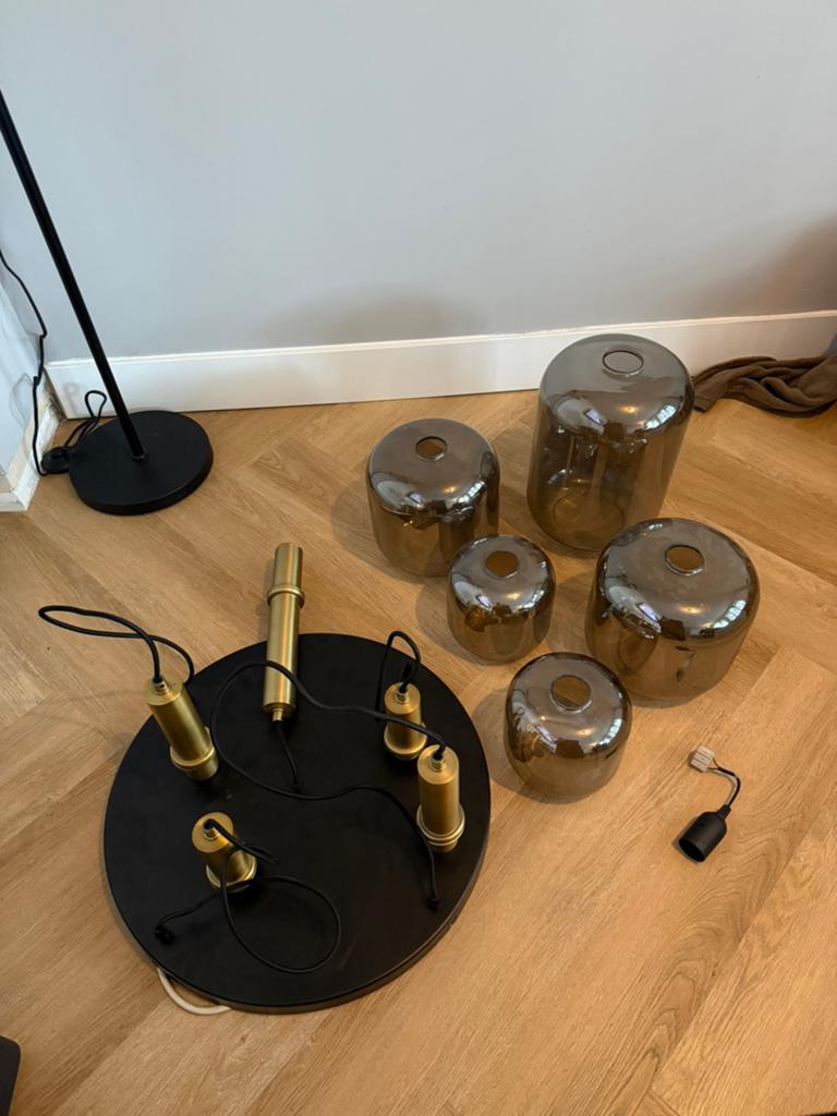 Hanglamp zwart goud, Huis en Inrichting, Ophalen, Zo goed als nieuw, Minder dan 50 cm