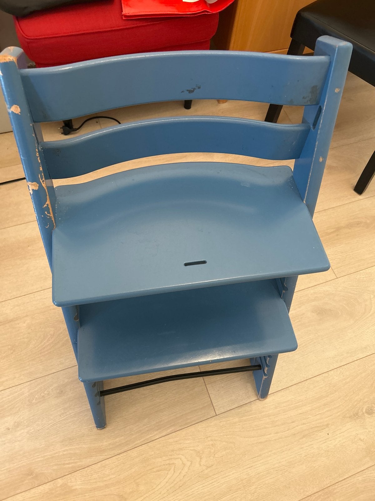 Stokke tripp trapp  Blauwe meegroeistoel, Ophalen, Gebruikt, Meegroeistoel, Aanschuifbaar