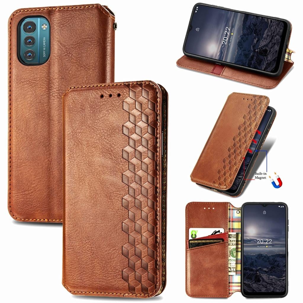 Luxe PU Lederen Wallet Case Set voor Nokia G21 / G11 _ Bruin, Verzenden, Nieuw, Hoesje of Tasje