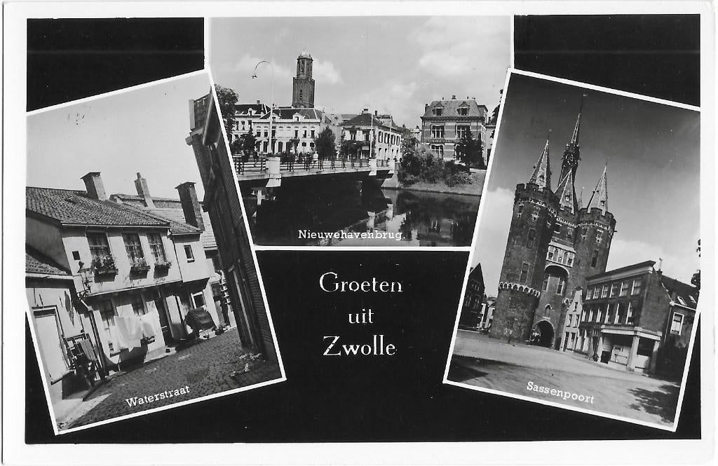 Zwolle, Waterstraat, Nieuwe Havenbrug, Sassenpoort, Verzenden, 1940 tot 1960, Ongelopen, Overijssel