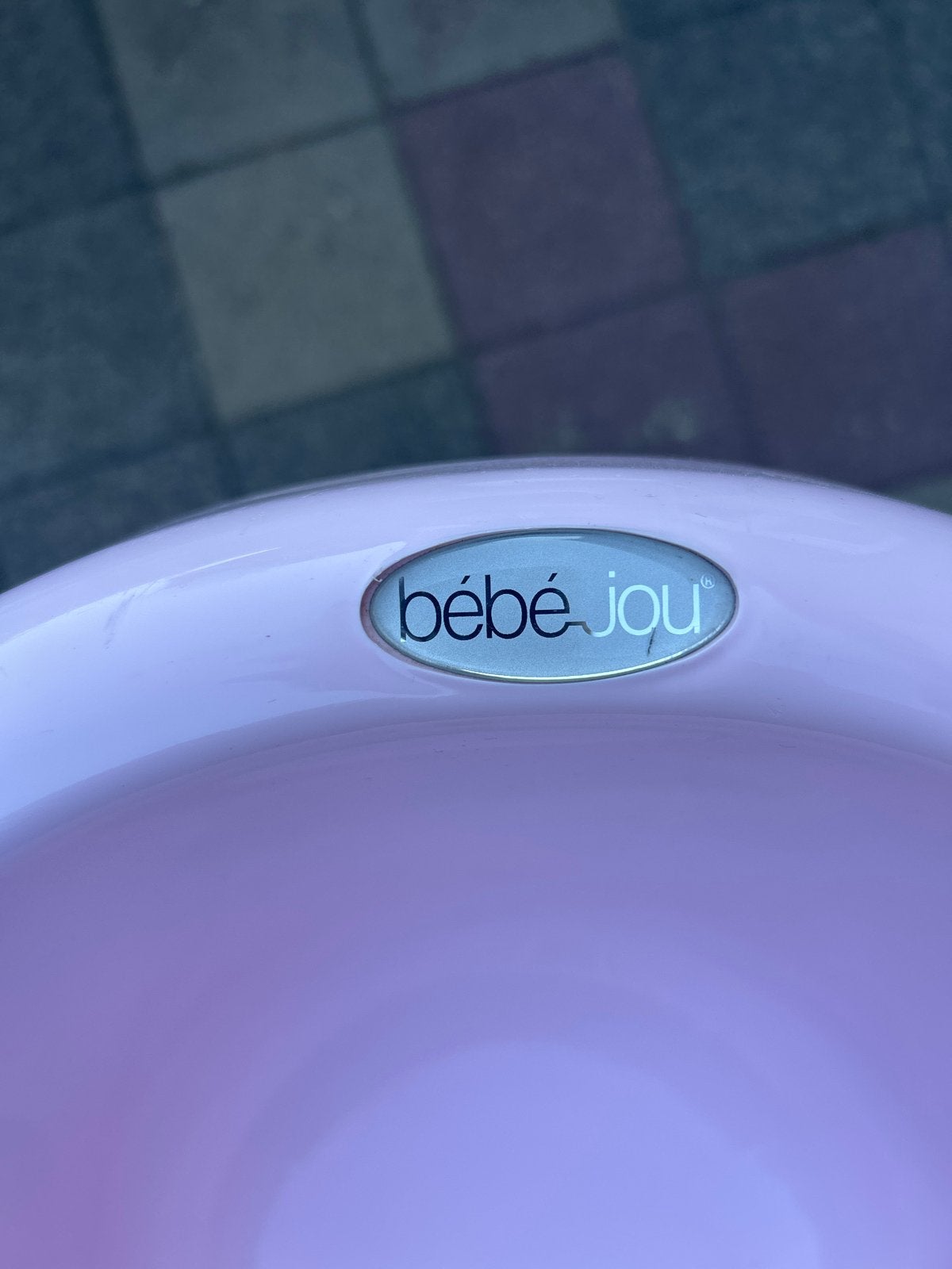 Bébé-jou babybadje met standaard - Roze, Gebruikt, Ophalen of Verzenden, Badje, Bébé-jou
