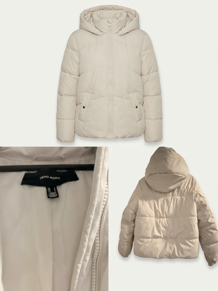 Vero Moda Dames Puffer Jas / Winterjas – Beige / Off-White, Ophalen of Verzenden, Zo goed als nieuw, Maat 36 (S), Beige