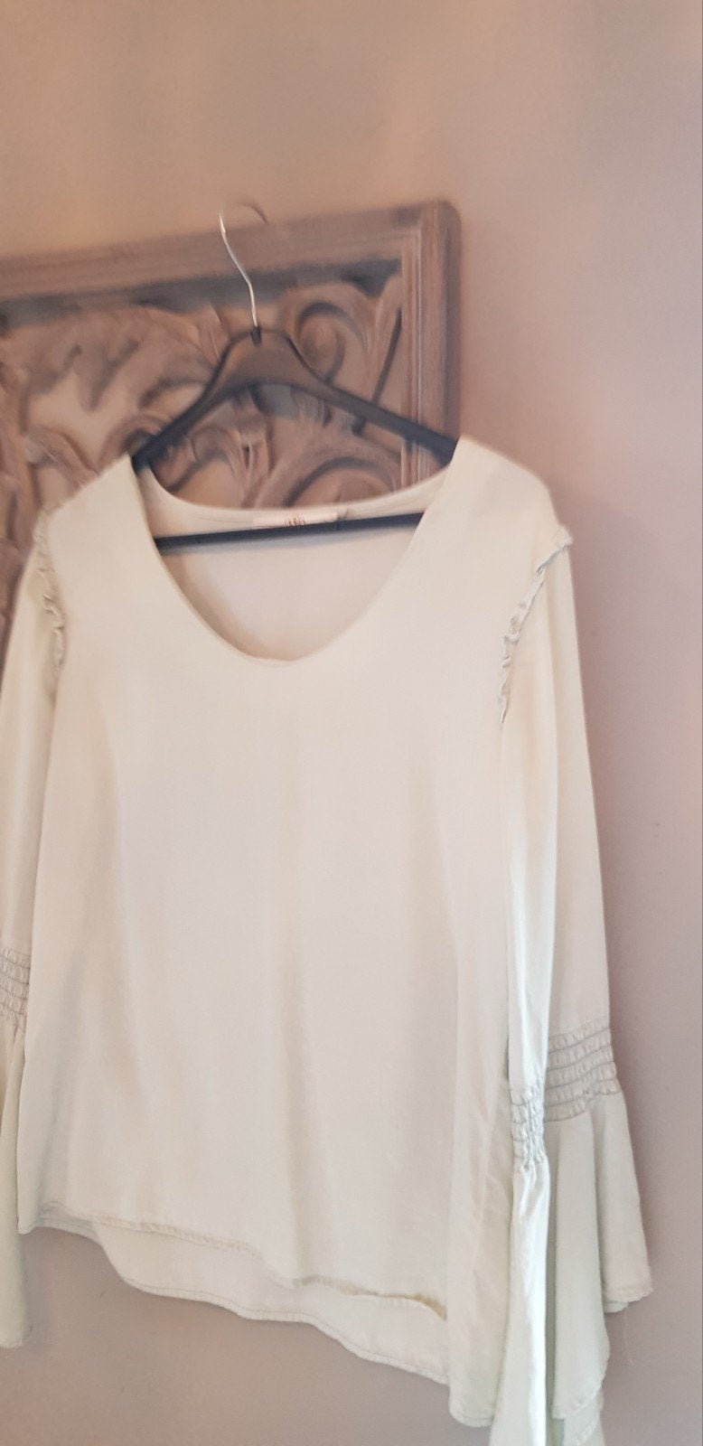 Aaiko jeans blouse met uitlopende mouwen en ruches - Maat S, Aaiko, Ophalen of Verzenden, Maat 36 (S), Blauw